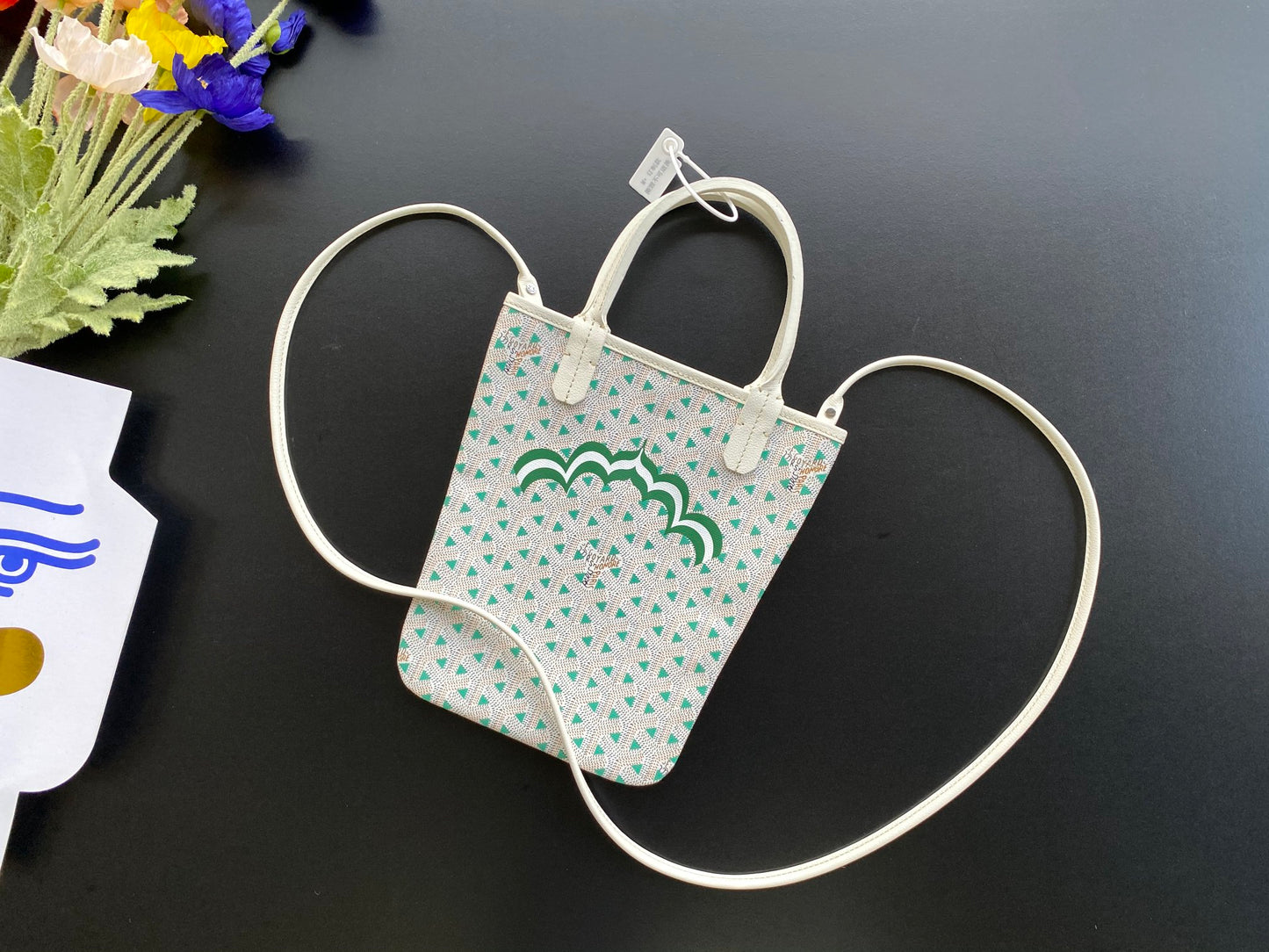Gogy Cute Mini Green Polka Dot Crossbody Tote Bag with Handles