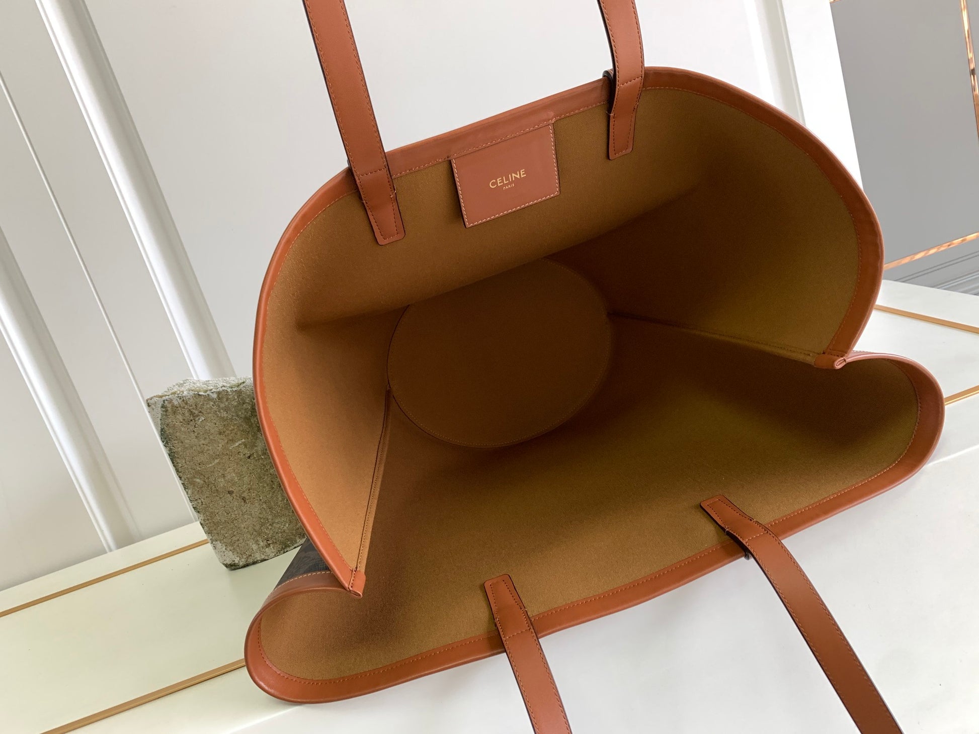 Celine Triomphe Canvas Large Cabas Tote Bag - Tan/Brown