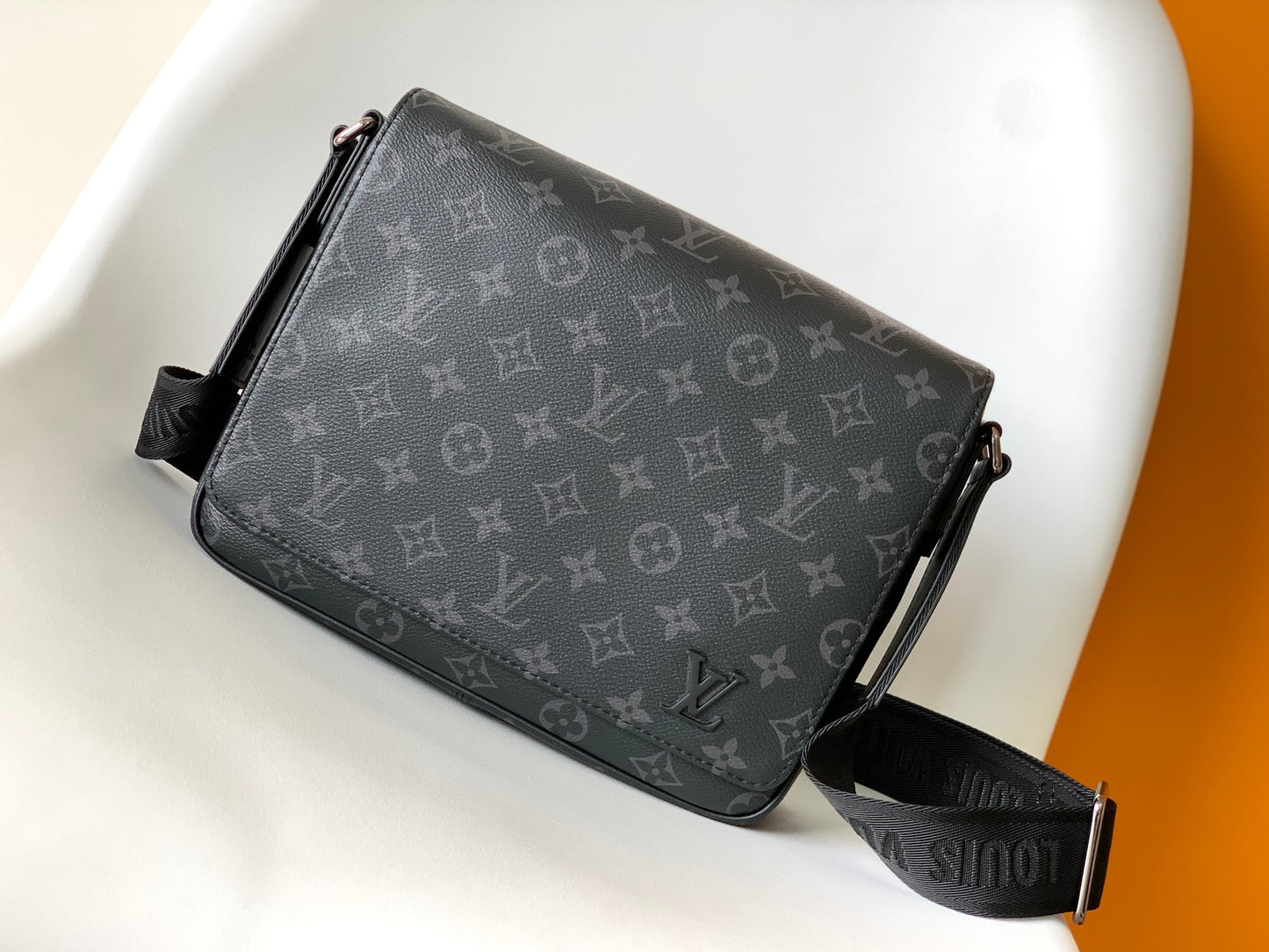 Louis Vuitton Black Monogram Canvas Messenger Bag with Adjustable Crossbody Strap