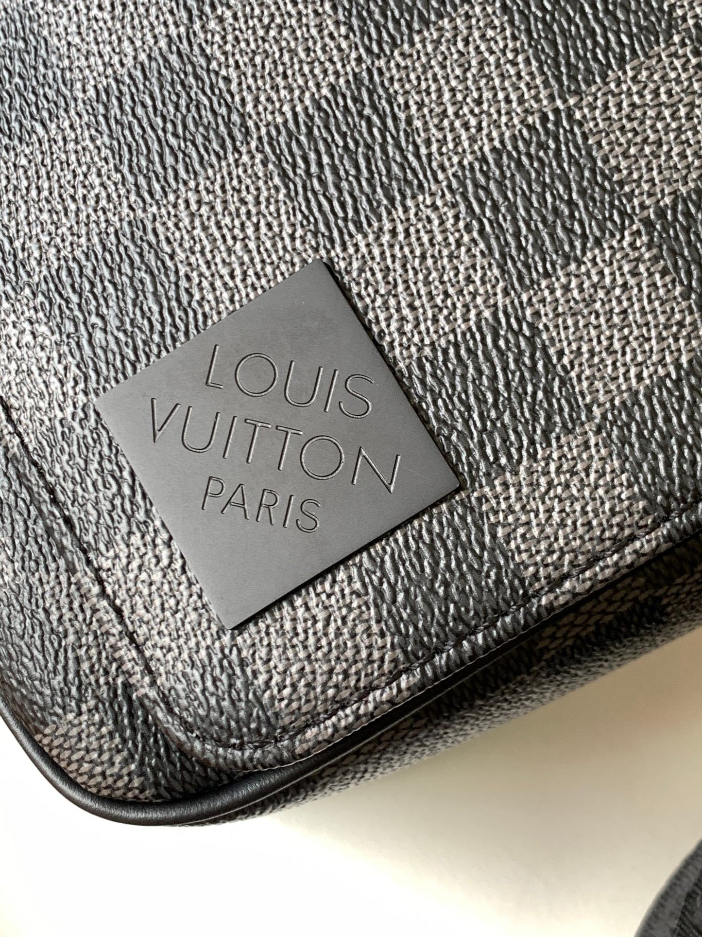Louis Vuitton Black and Grey Checkered Canvas Crossbody Shoulder Messenger Bag