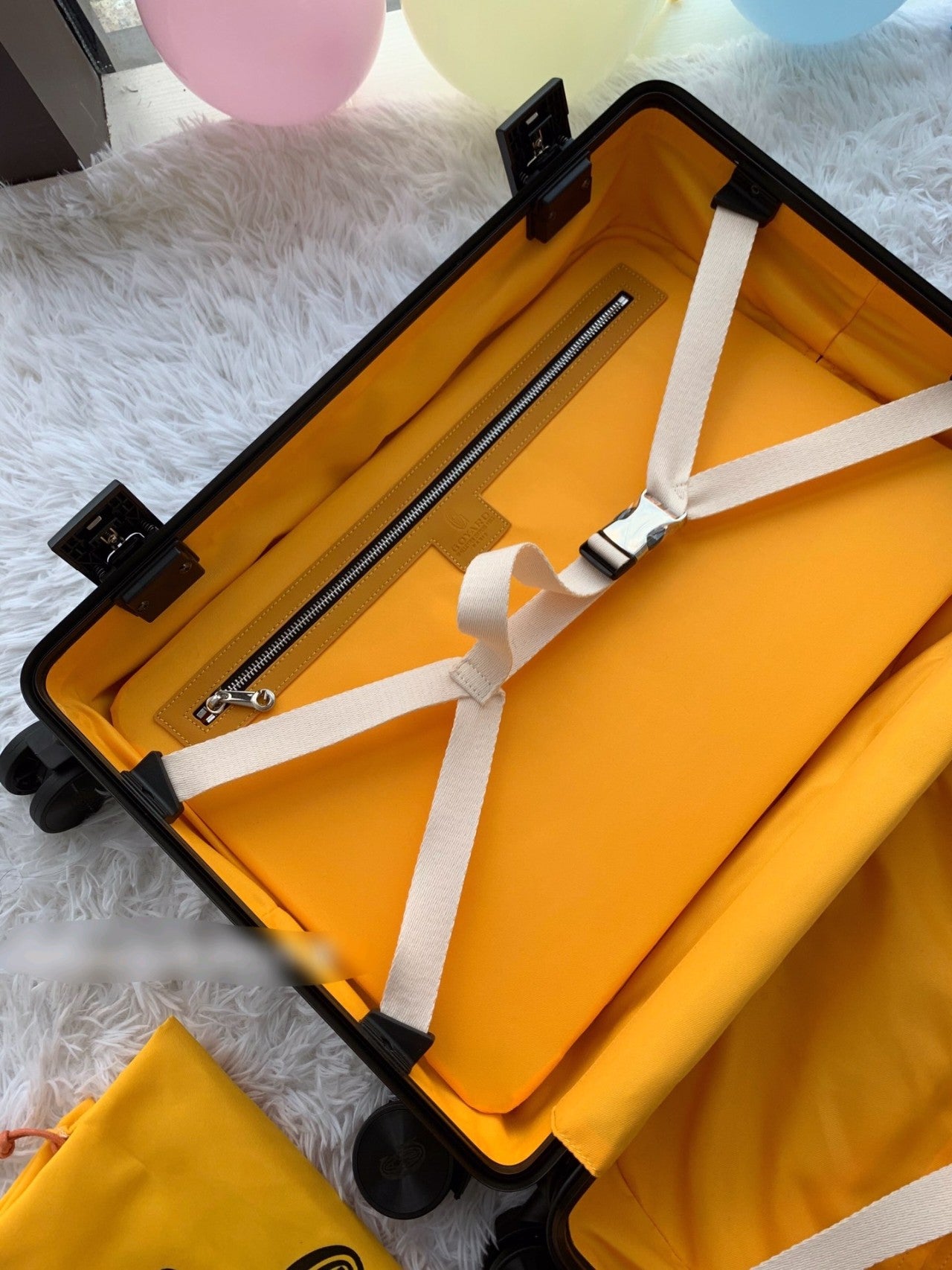 Vintage Monogram Pattern Hardside Spinner Luggage with Black Trim