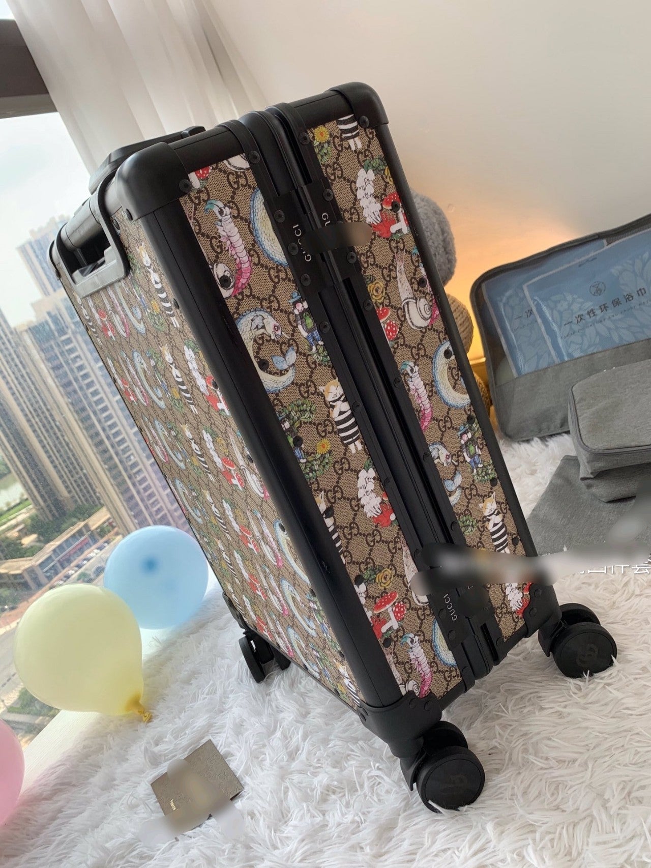 Cute Cartoon Monogram Hardside Spinner Suitcase Travel Luggage