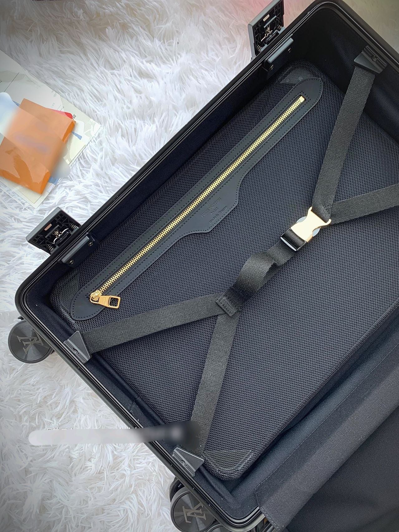 Luxury Black Monogram Spinner Suitcase Travel Rolling Luggage