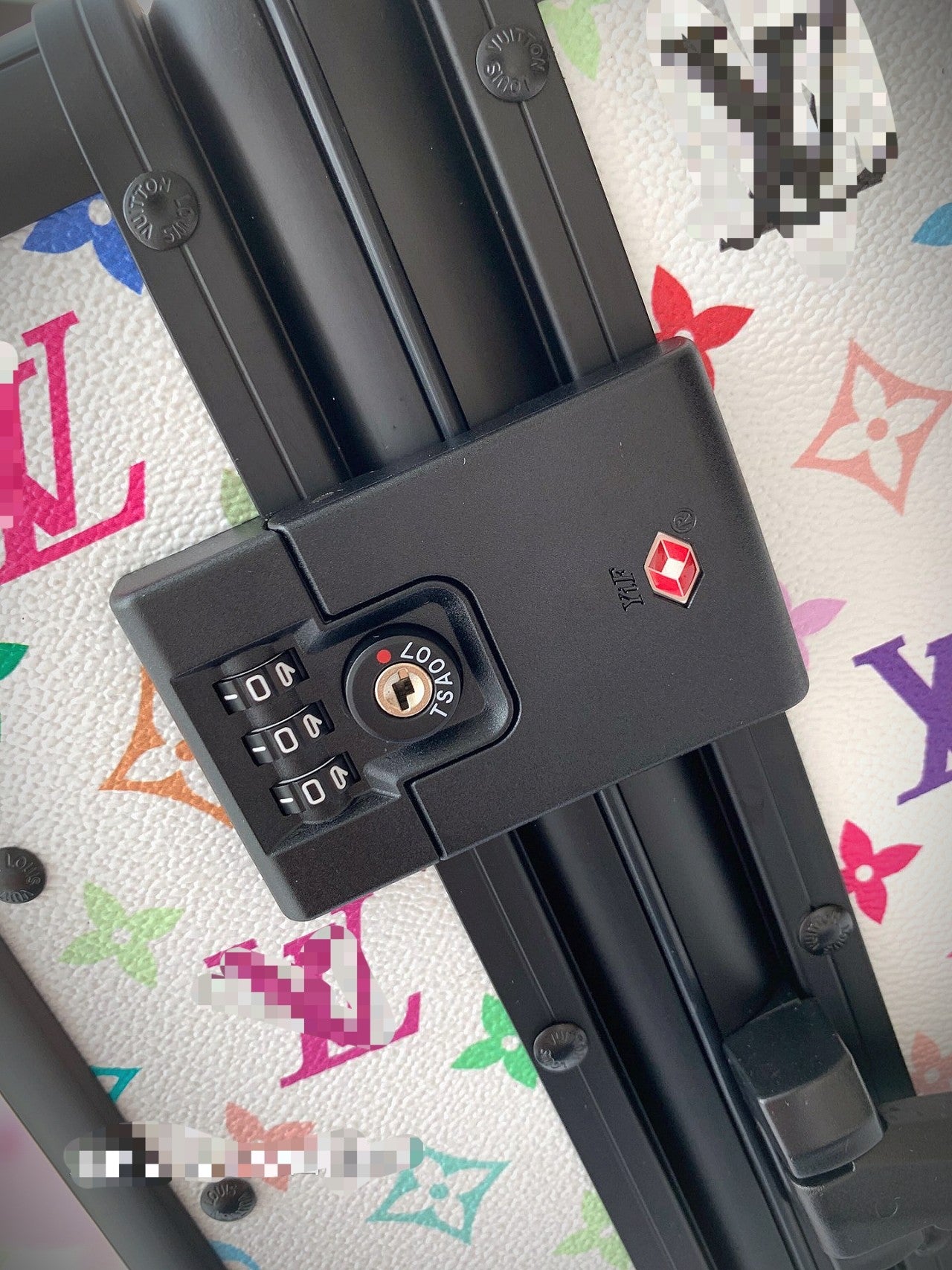 Multi-Color Monogram Print White Hardshell Spinner Luggage Suitcase