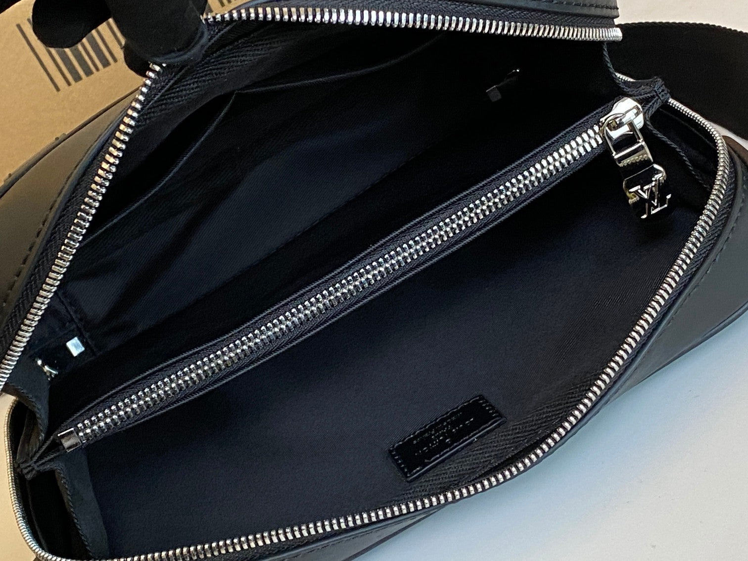 Louis Vuitton Black Checkerboard Embossed Leather Crossbody Messenger Bag