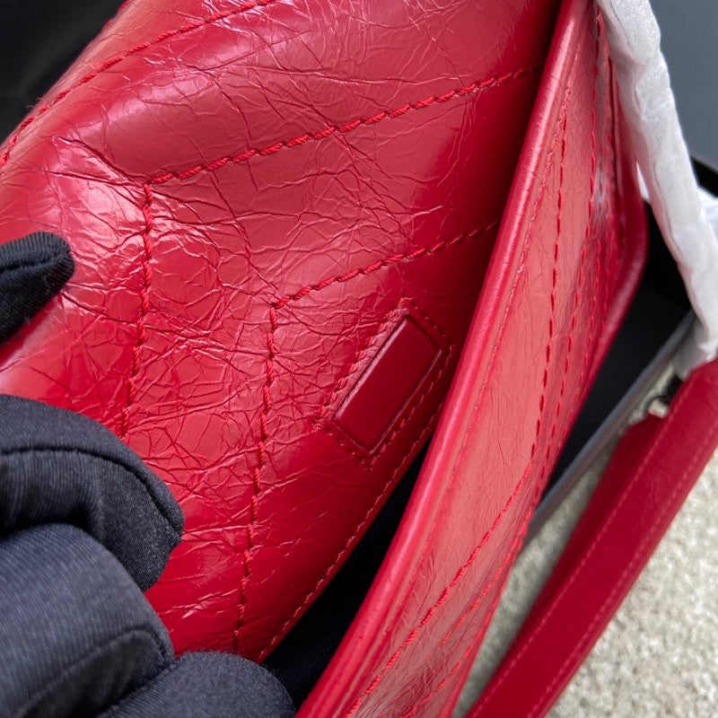 Saint Laurent Niki Baby Shoulder Bag in Red Crinkled Vintage Leather