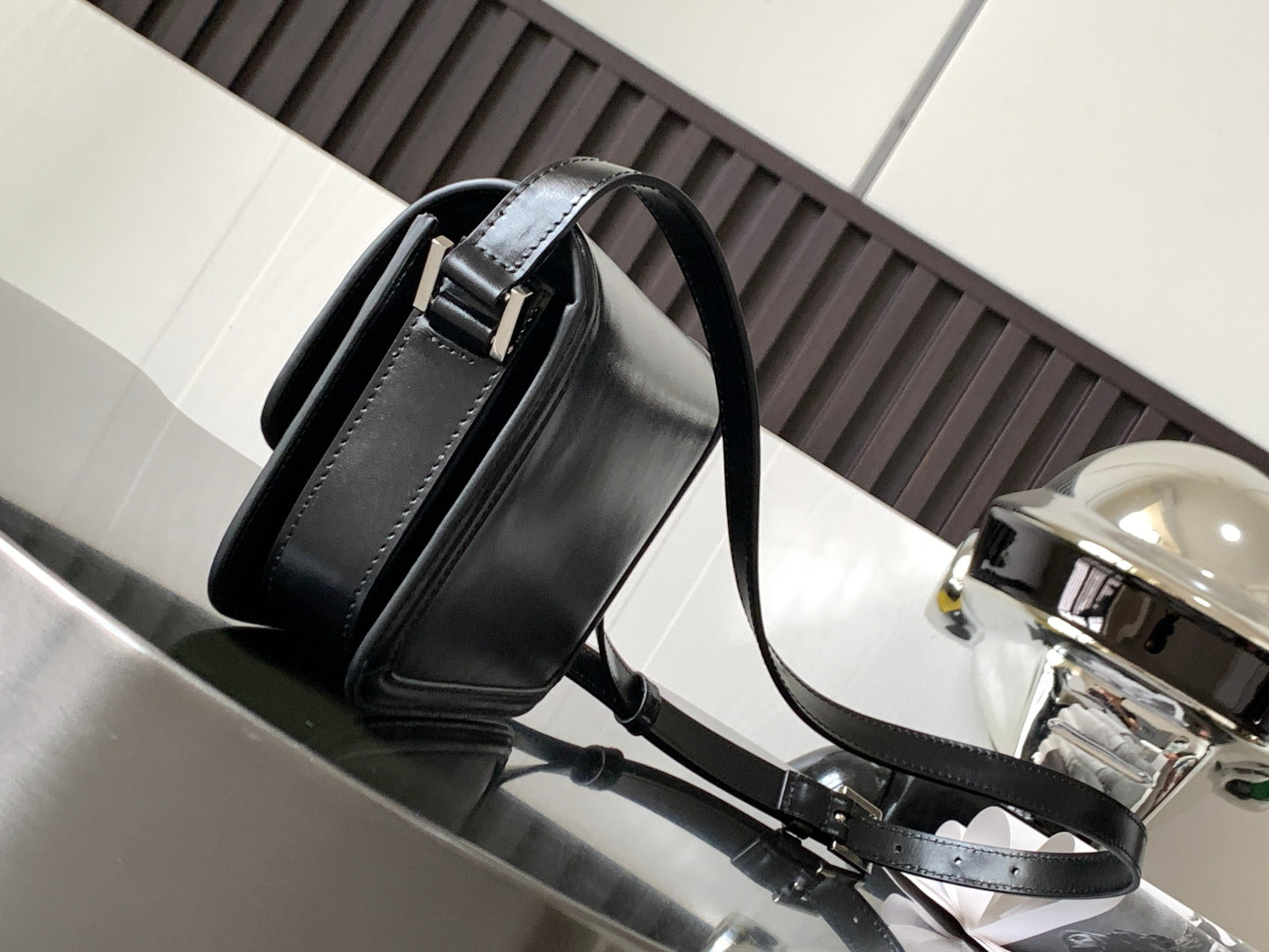 Saint Laurent Small Solferino Satchel in Black Box Leather