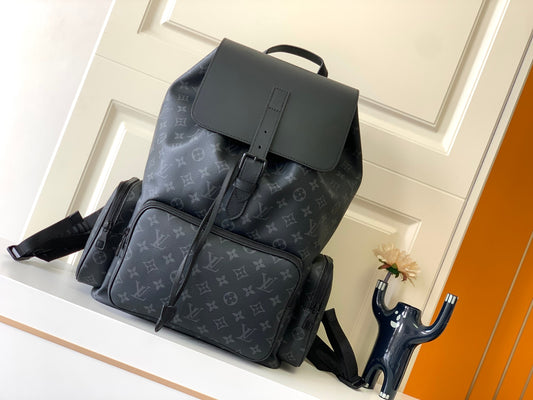 Louis Vuitton Luxury Dark Grey Monogram Printed Utility Leather Backpack