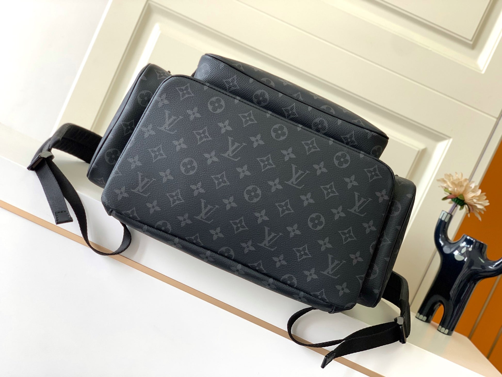 Louis Vuitton Luxury Dark Grey Monogram Printed Utility Leather Backpack