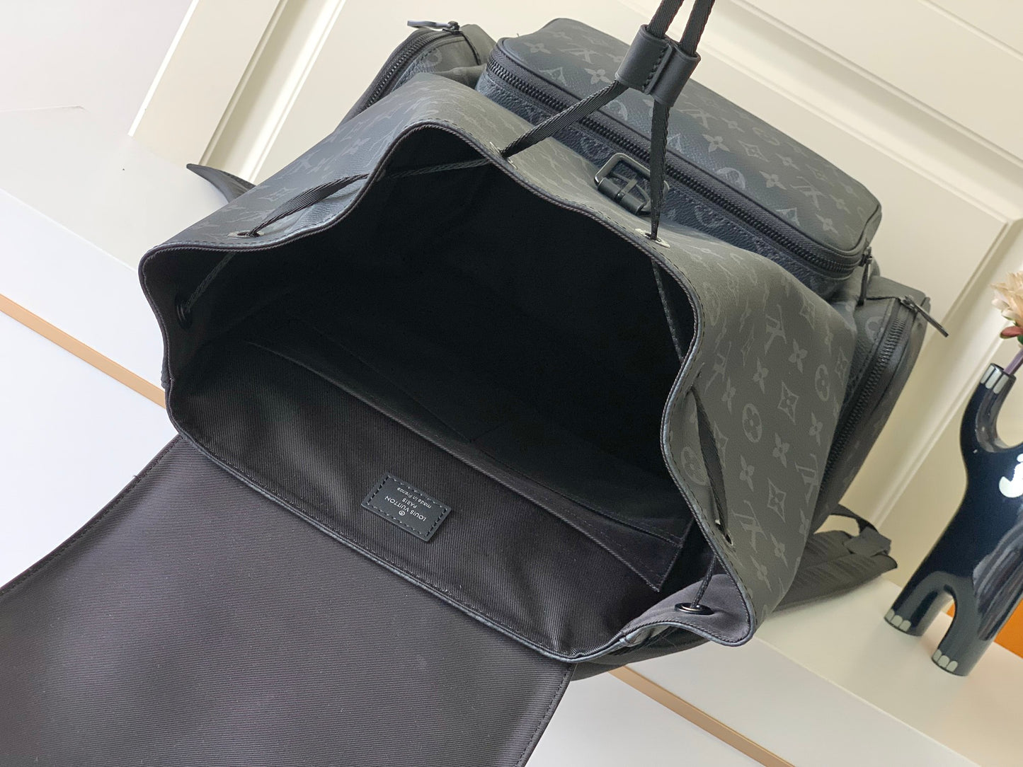 Louis Vuitton Luxury Dark Grey Monogram Printed Utility Leather Backpack