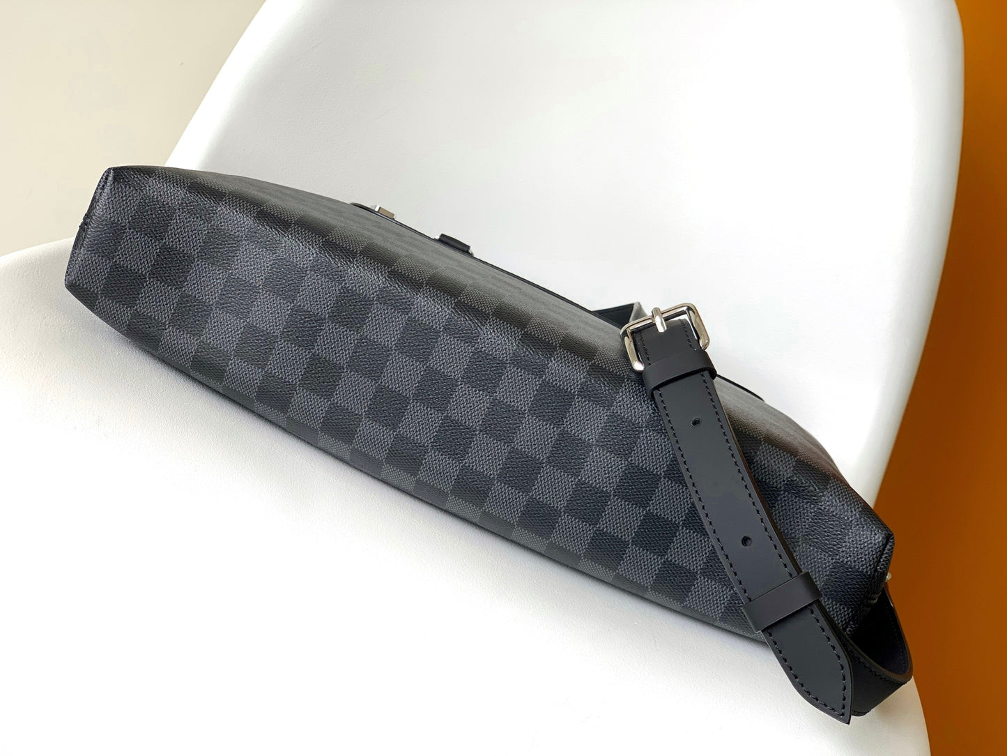 Louis Vuitton Grey Checkerboard Leather Briefcase Men's Laptop Messenger Bag