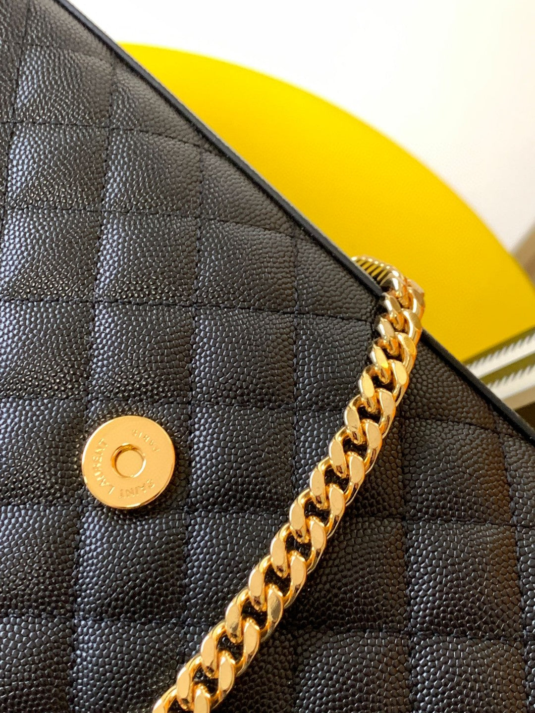 Saint Laurent Envelope Medium Chain Bag in Quilted Leather - Black