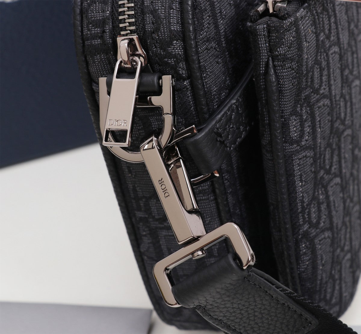 Christian Dior Men's Oblique Safari Messenger Bag - Black Jacquard Canvas