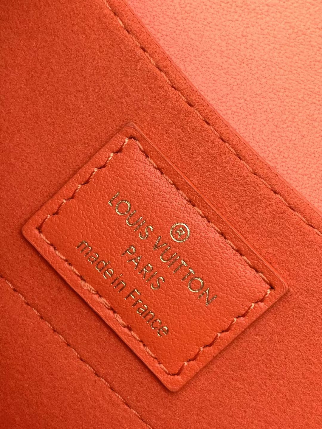 Louis Vuitton Bright Orange Textured Leather Mini Handbag with Top Handle