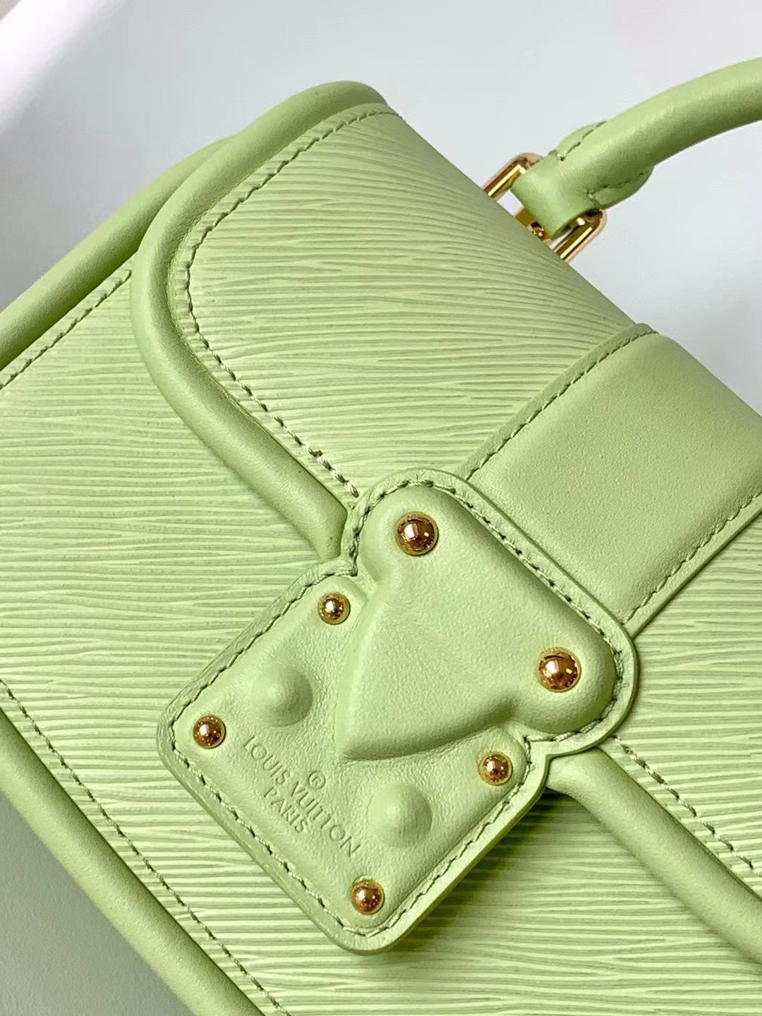 Louis Vuitton Pastel Lime Green Leather Mini Top Handle Handbag with Gold Lock