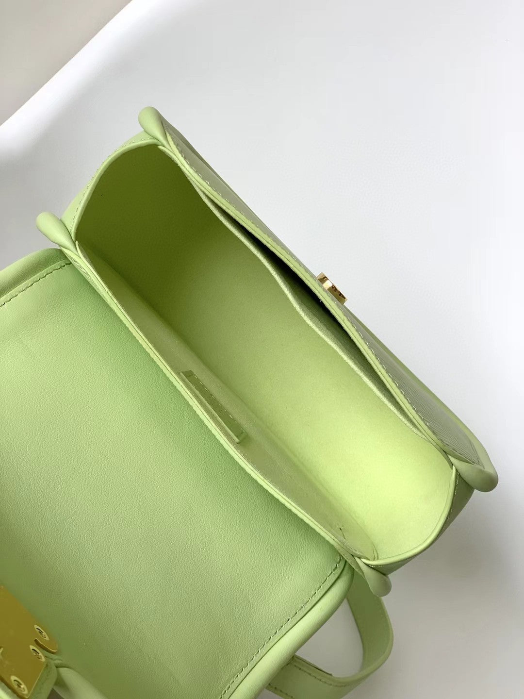 Louis Vuitton Pastel Lime Green Leather Mini Top Handle Handbag with Gold Lock