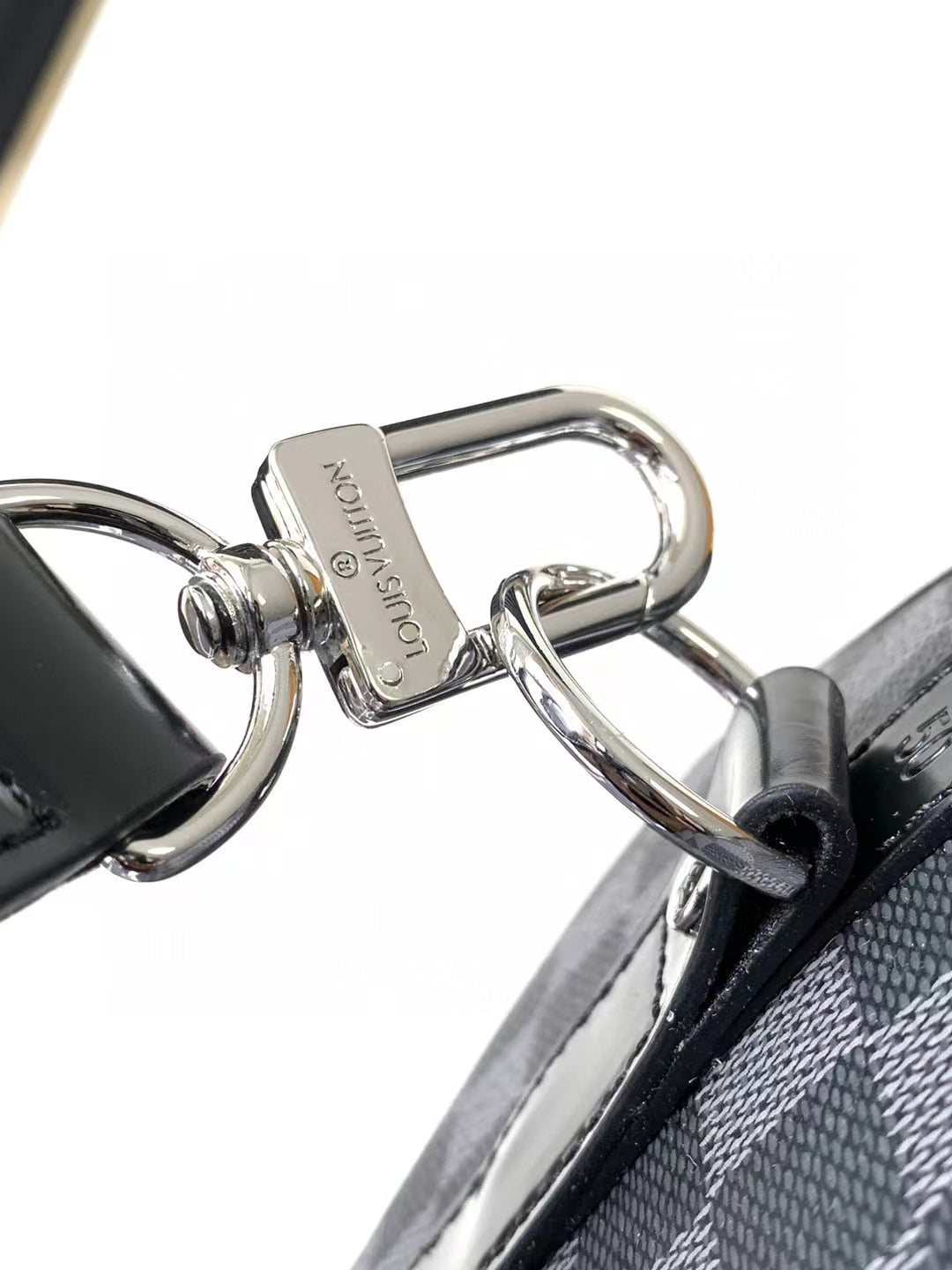 Louis Vuitton Classic Grey Checkerboard Travel Duffle Bag with Leather Trim