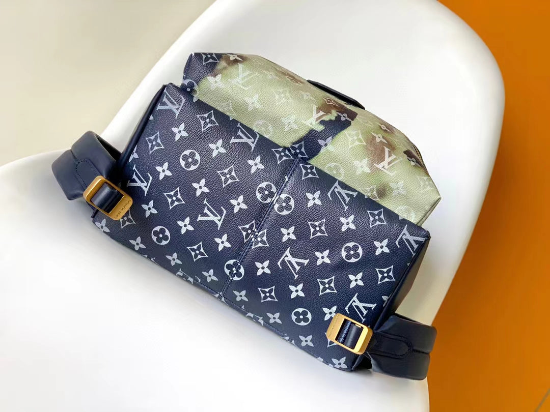 Louis Vuitton Luxury Monogram Backpack with Abstract Watercolor Floral Print