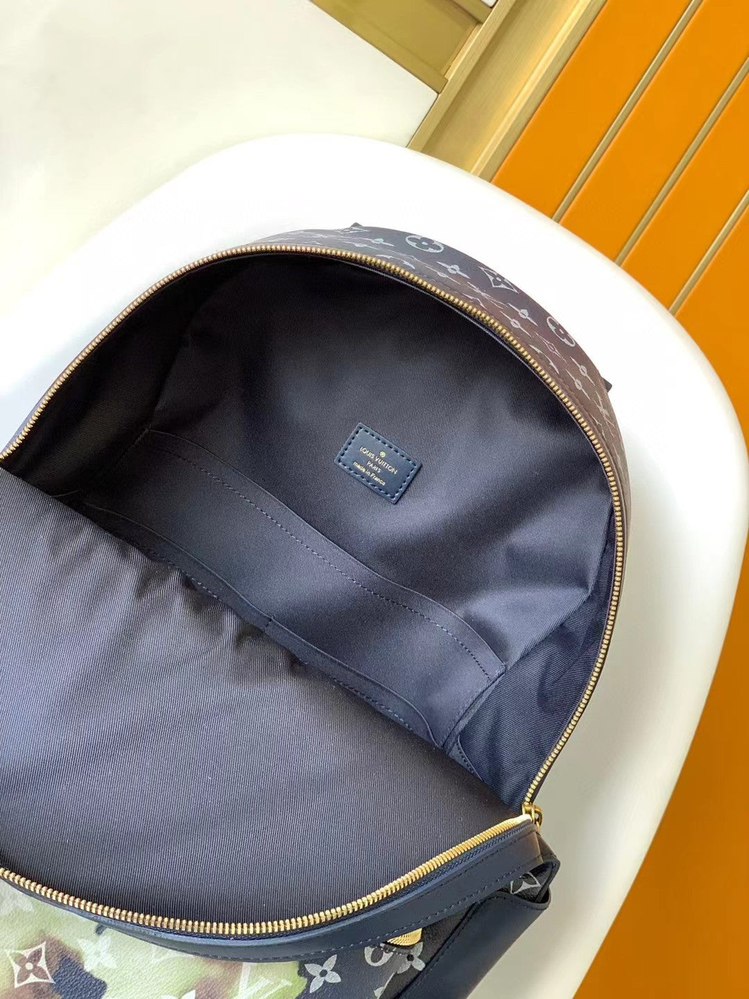 Louis Vuitton Luxury Monogram Backpack with Abstract Watercolor Floral Print