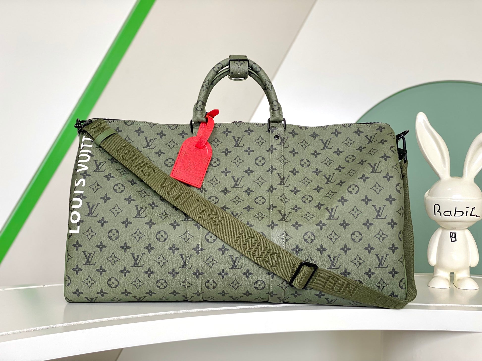 Louis Vuitton Keepall Bandoulière 50 Olive Green Monogram Canvas Duffle Bag