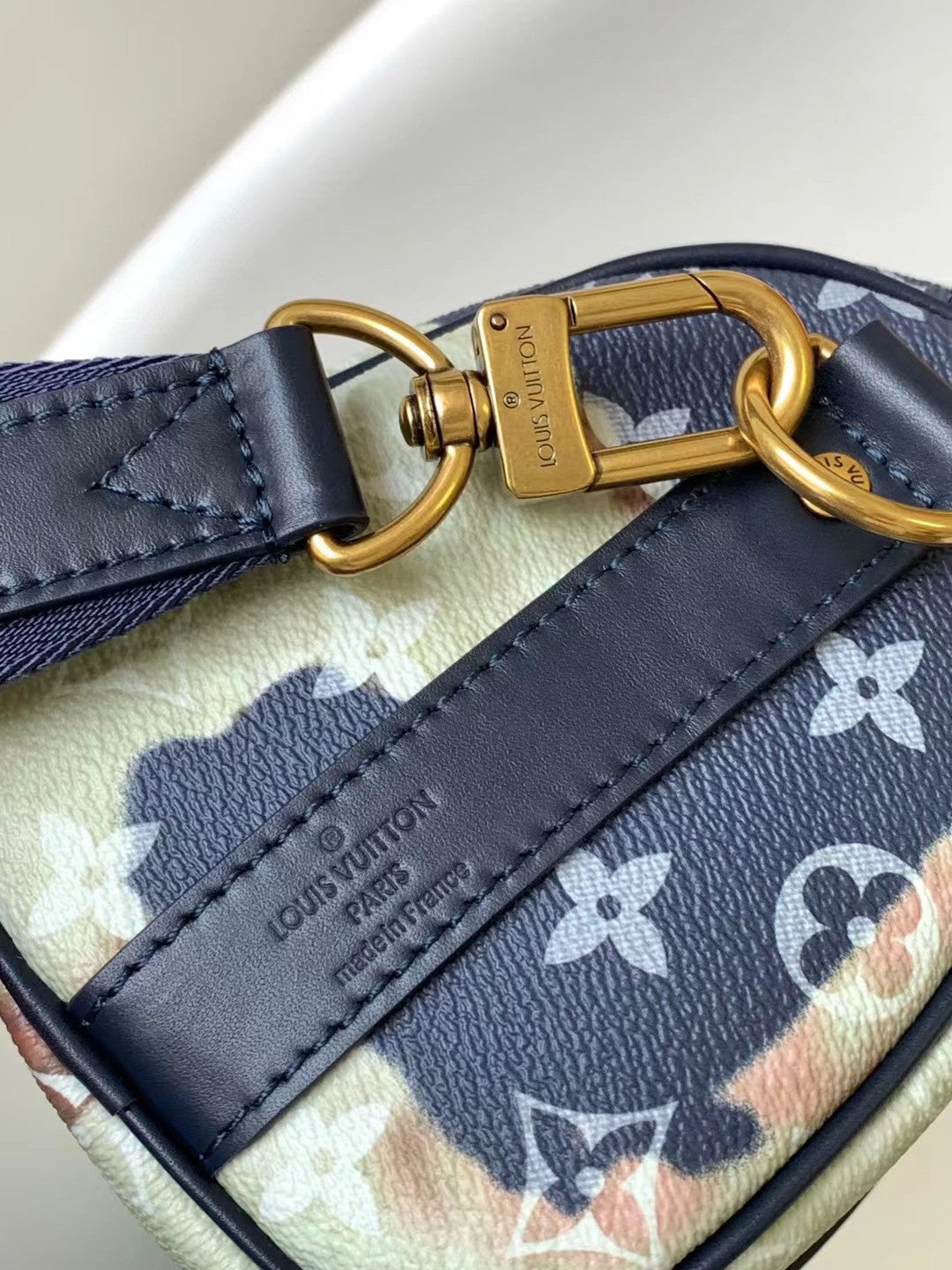 Louis Vuitton Luxury Monogram World Map Print Mini Duffle Bag with Blue Leather Strap