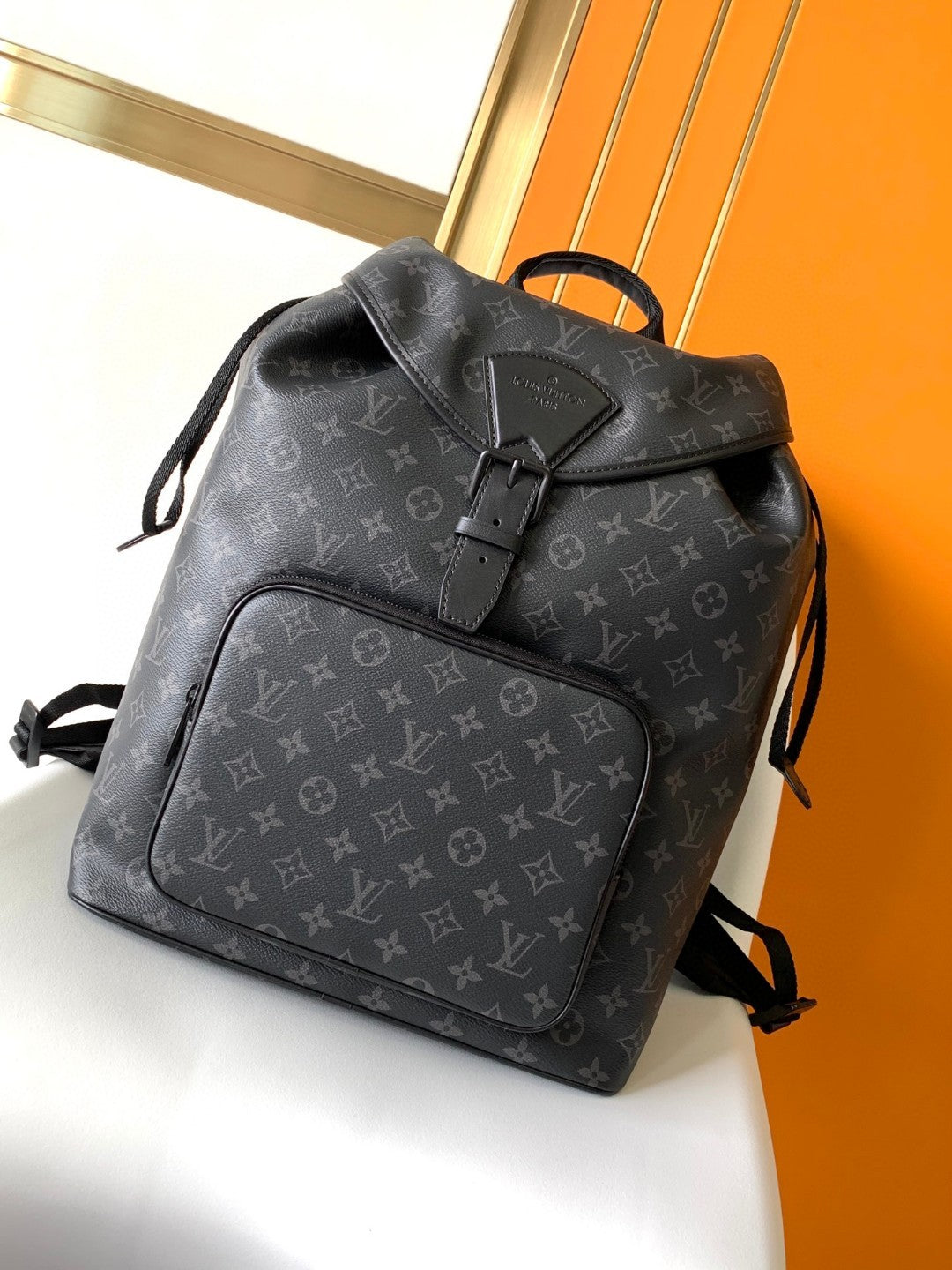 Louis Vuitton Luxury Black Monogram Pattern Canvas Backpack for Men and Women
