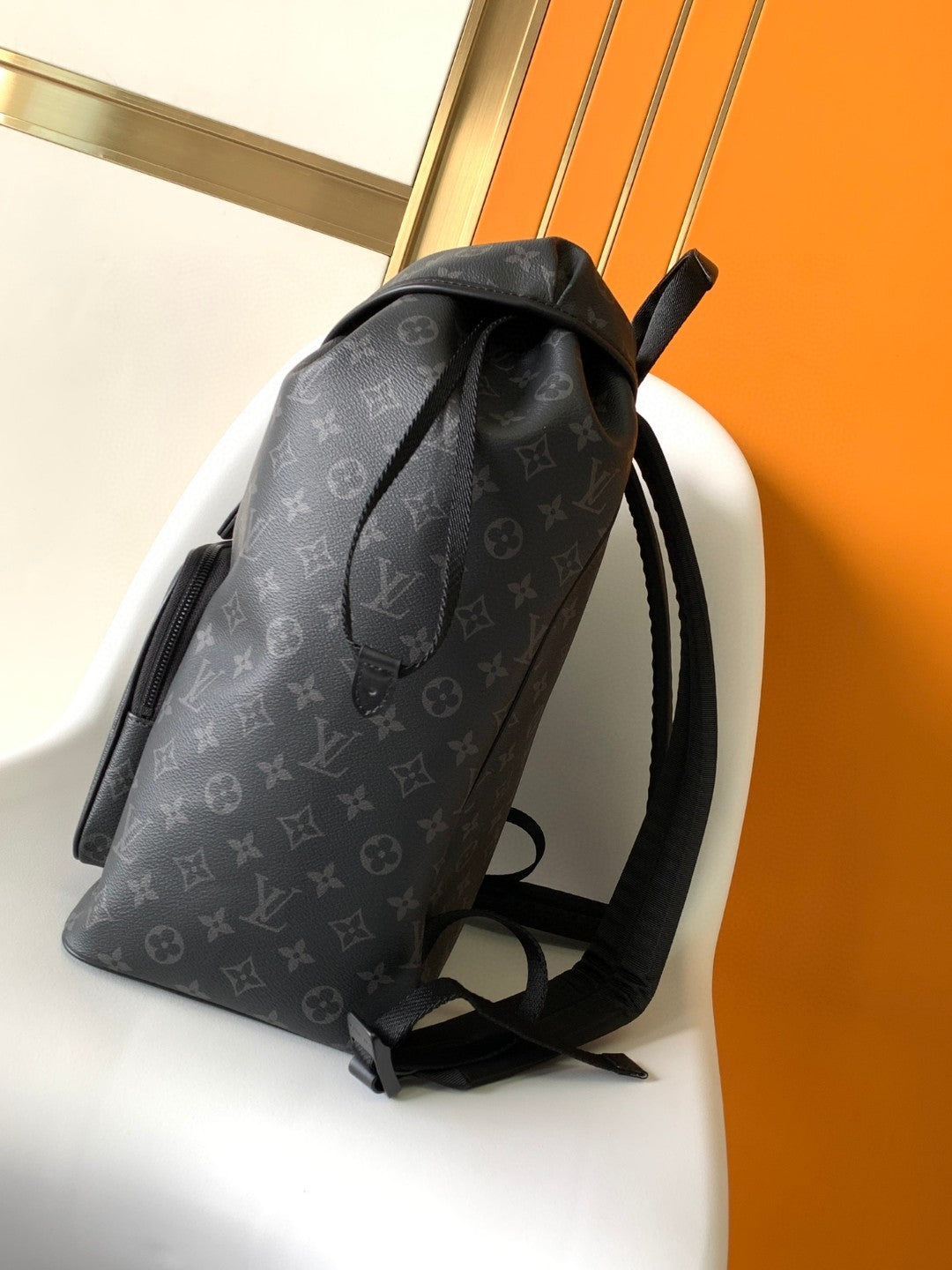 Louis Vuitton Luxury Black Monogram Pattern Canvas Backpack for Men and Women