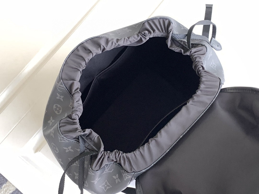 Louis Vuitton Luxury Black Monogram Pattern Canvas Backpack for Men and Women