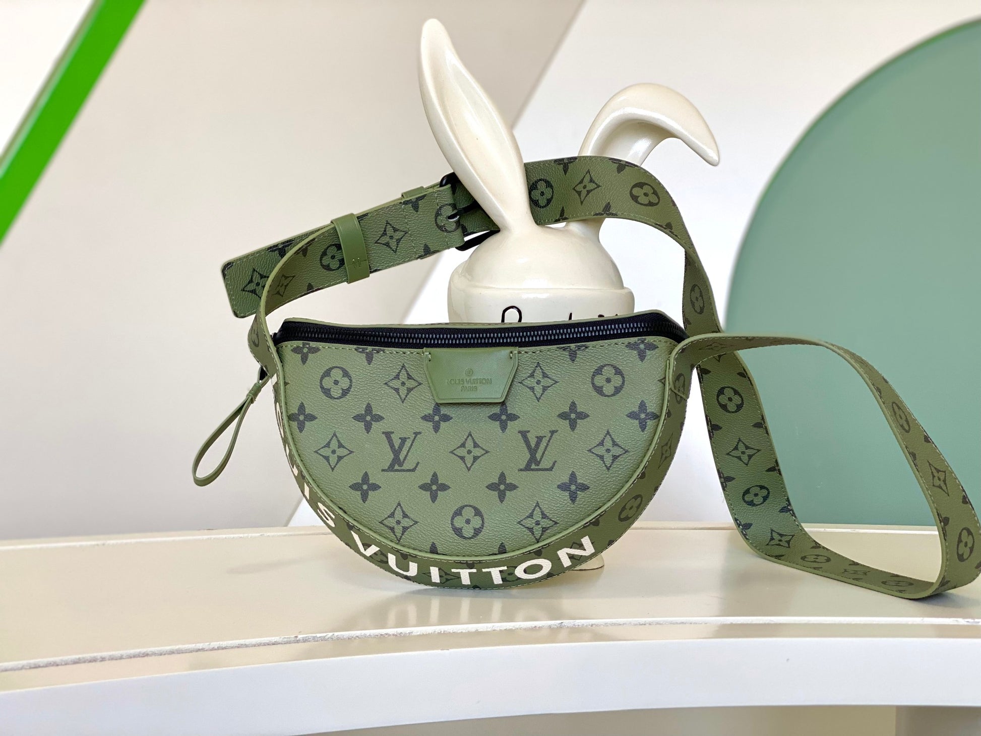 Louis Vuitton Monogram Khaki Green Mini Bumbag