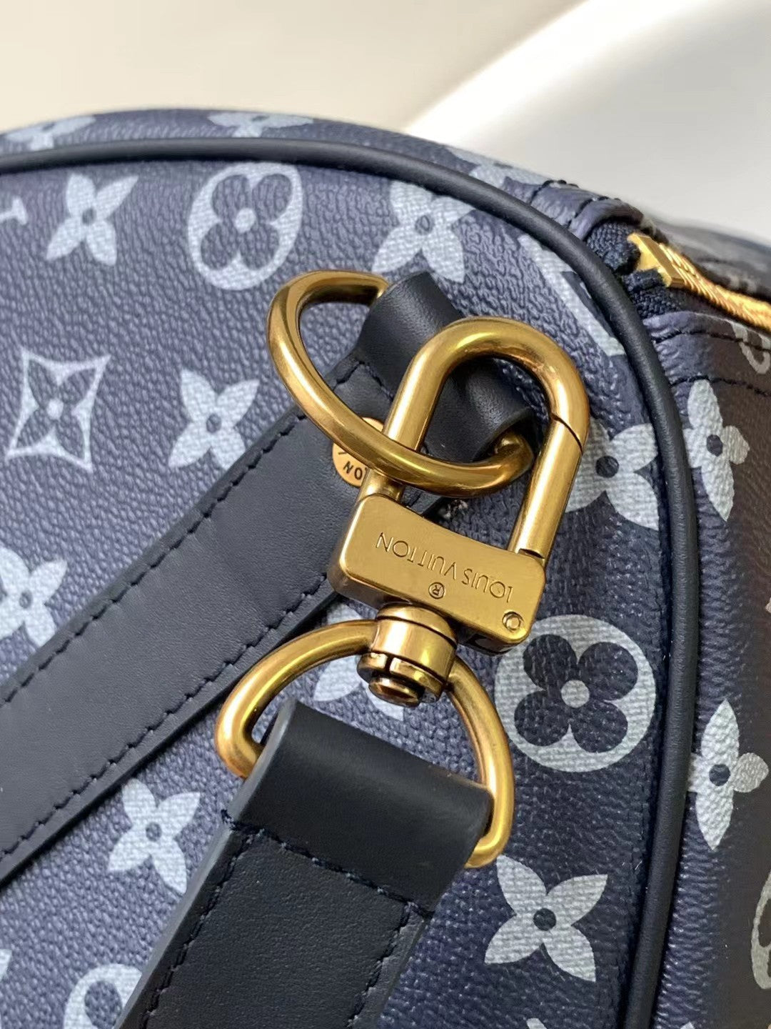 Louis Vuitton Navy Blue Monogram Art Print Travel Duffle Bag with Strap
