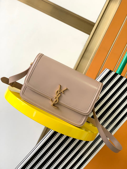 Saint Laurent Small Solferino Shoulder Bag in Smooth Leather - Beige