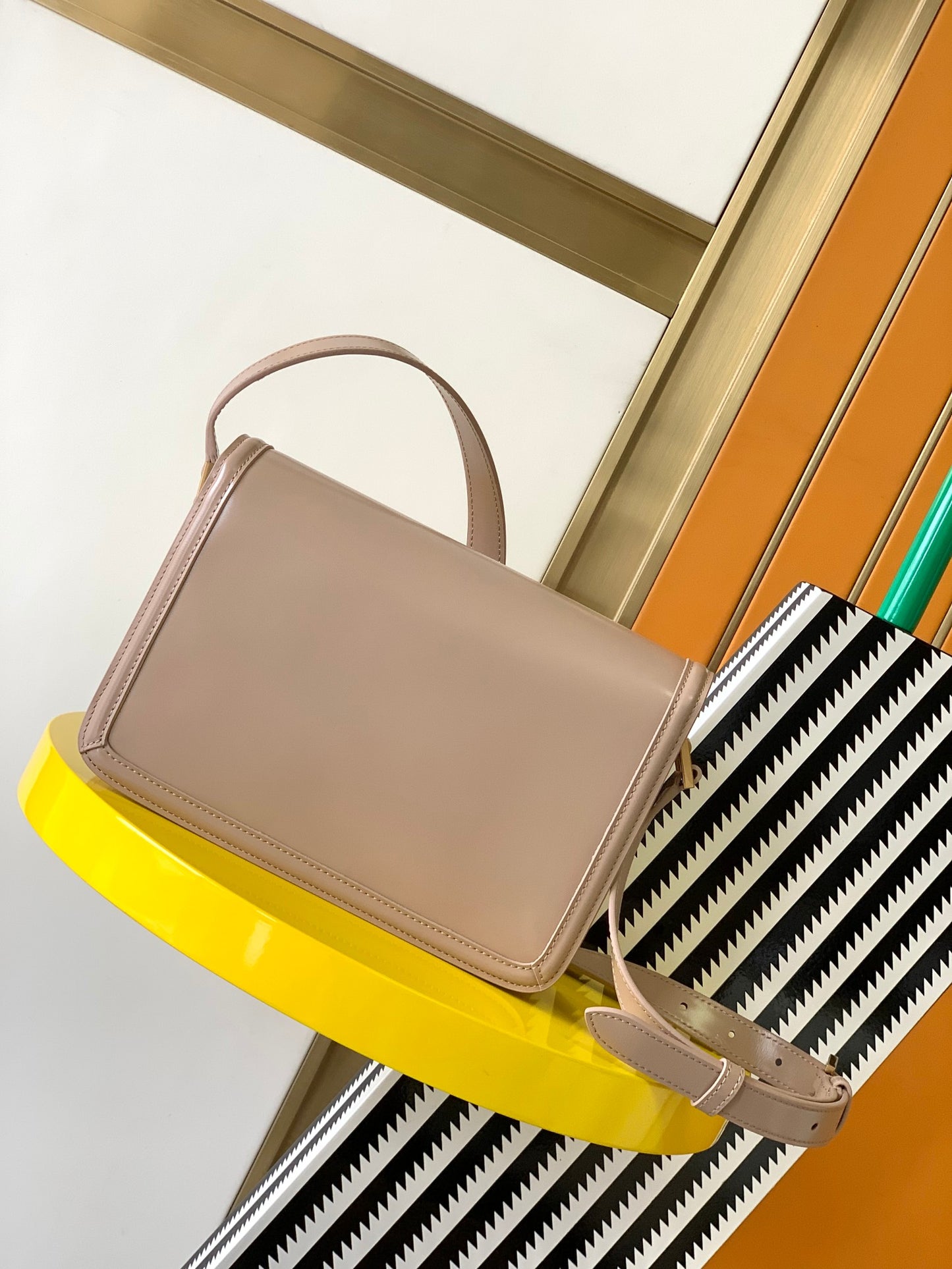 Saint Laurent Small Solferino Shoulder Bag in Smooth Leather - Beige