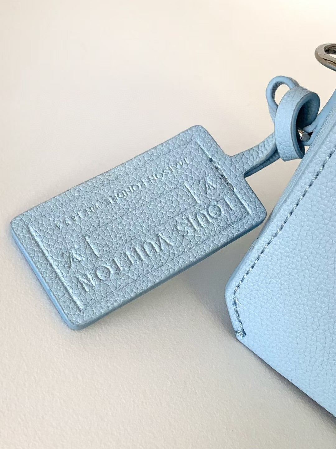 Louis Vuitton Pastel Blue Textured Leather Crossbody Wallet Bag with Strap