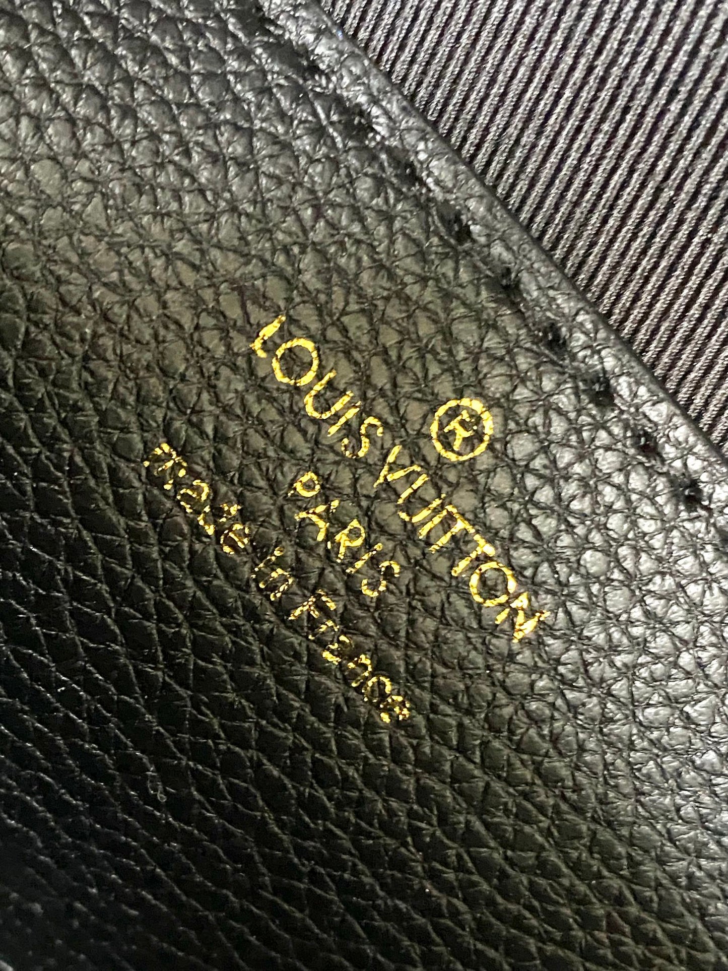 Louis Vuitton Black Embossed Leather Shoulder Bag with Gold Chain Strap