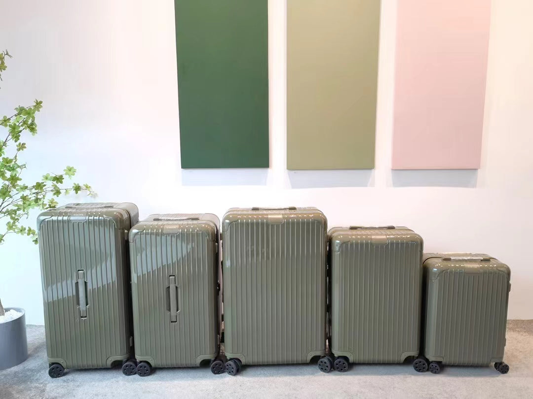 Olive Green Hardside Ribbed Spinner Suitcase Luggage Set