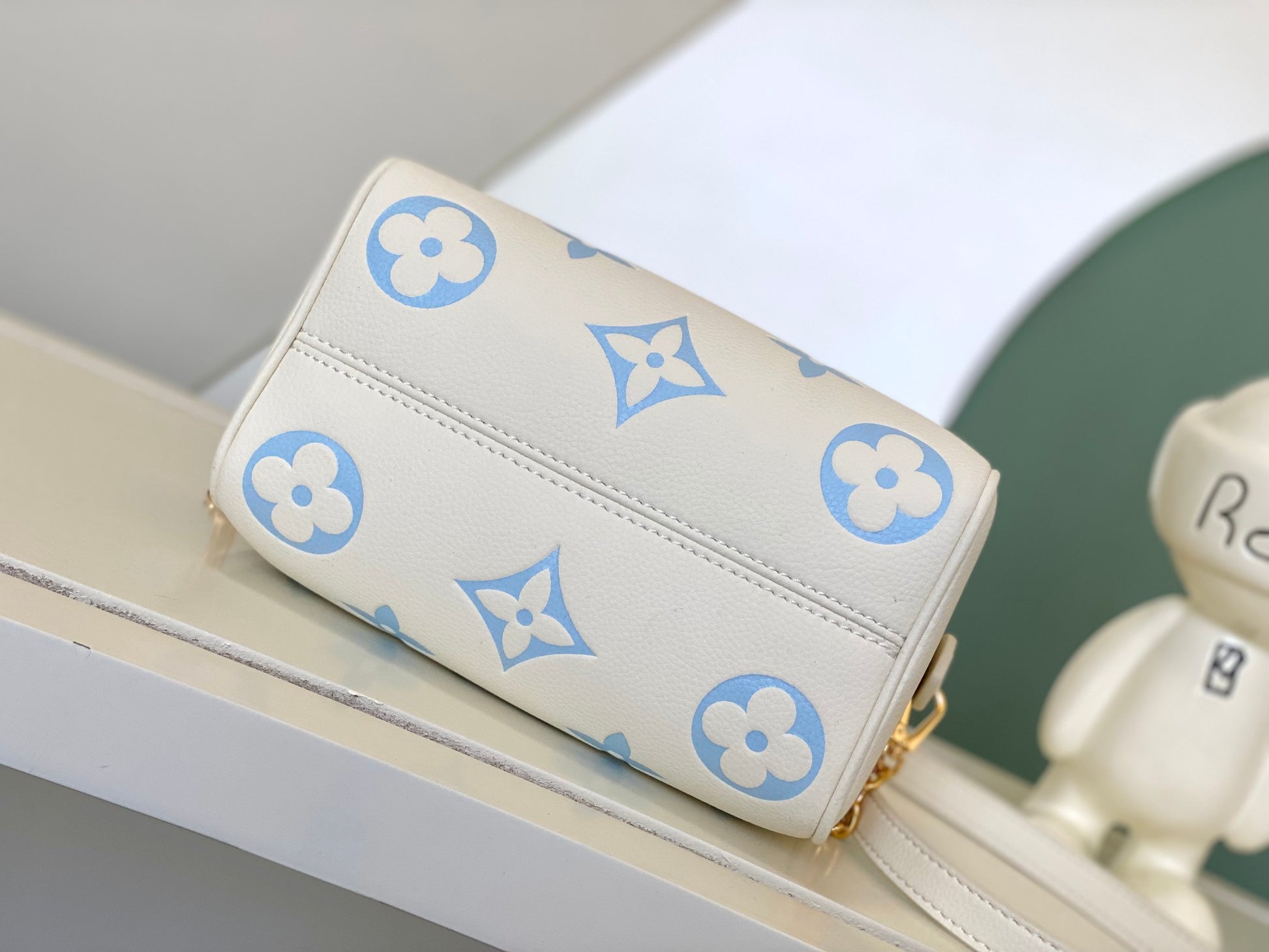 Louis Vuitton Nano Speedy Monogram Empreinte Leather Cream/Blue
