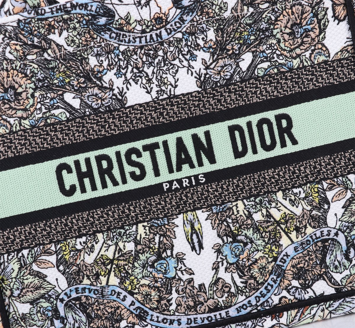 Dior Vintage Floral Tapestry Canvas Tote Bag with Top Handles