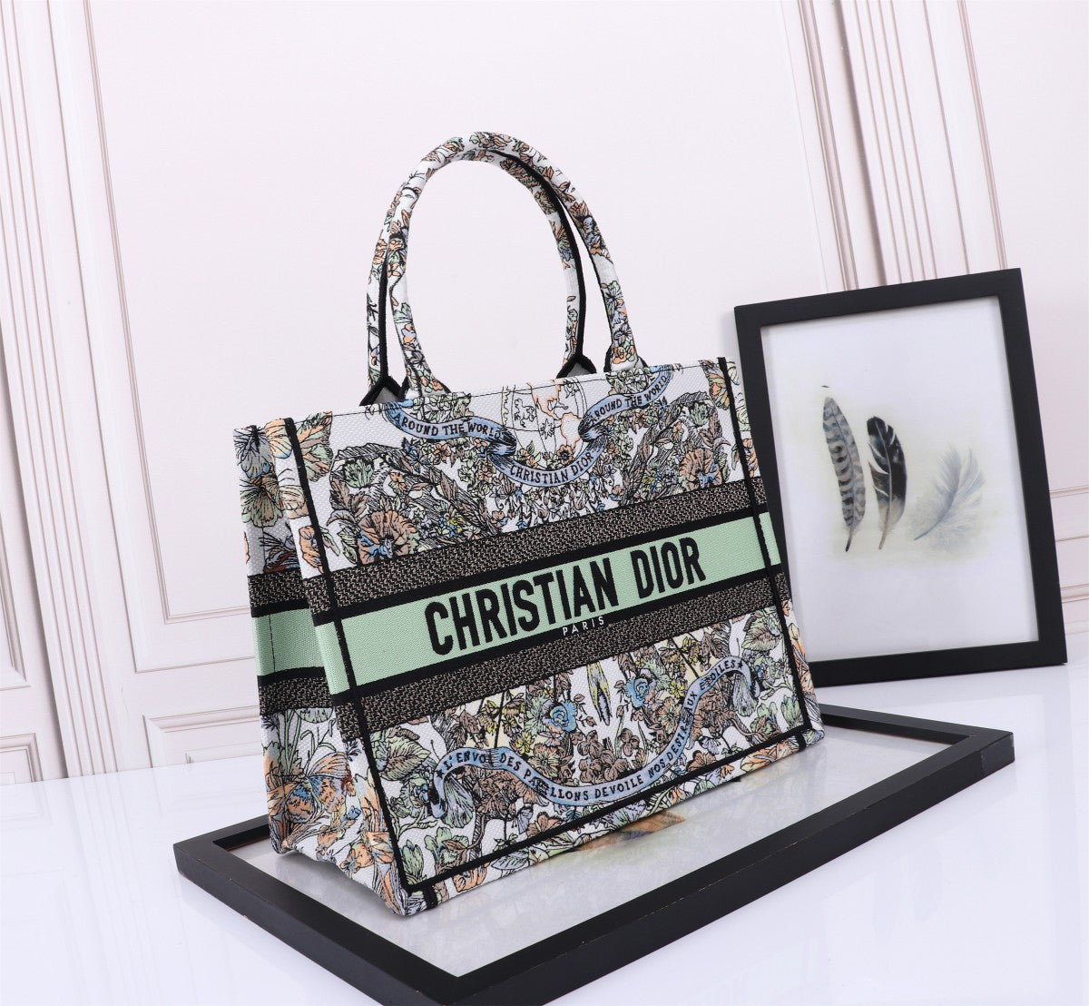 Dior Bohemian Floral Paisley Embroidered Canvas Tote Handbag