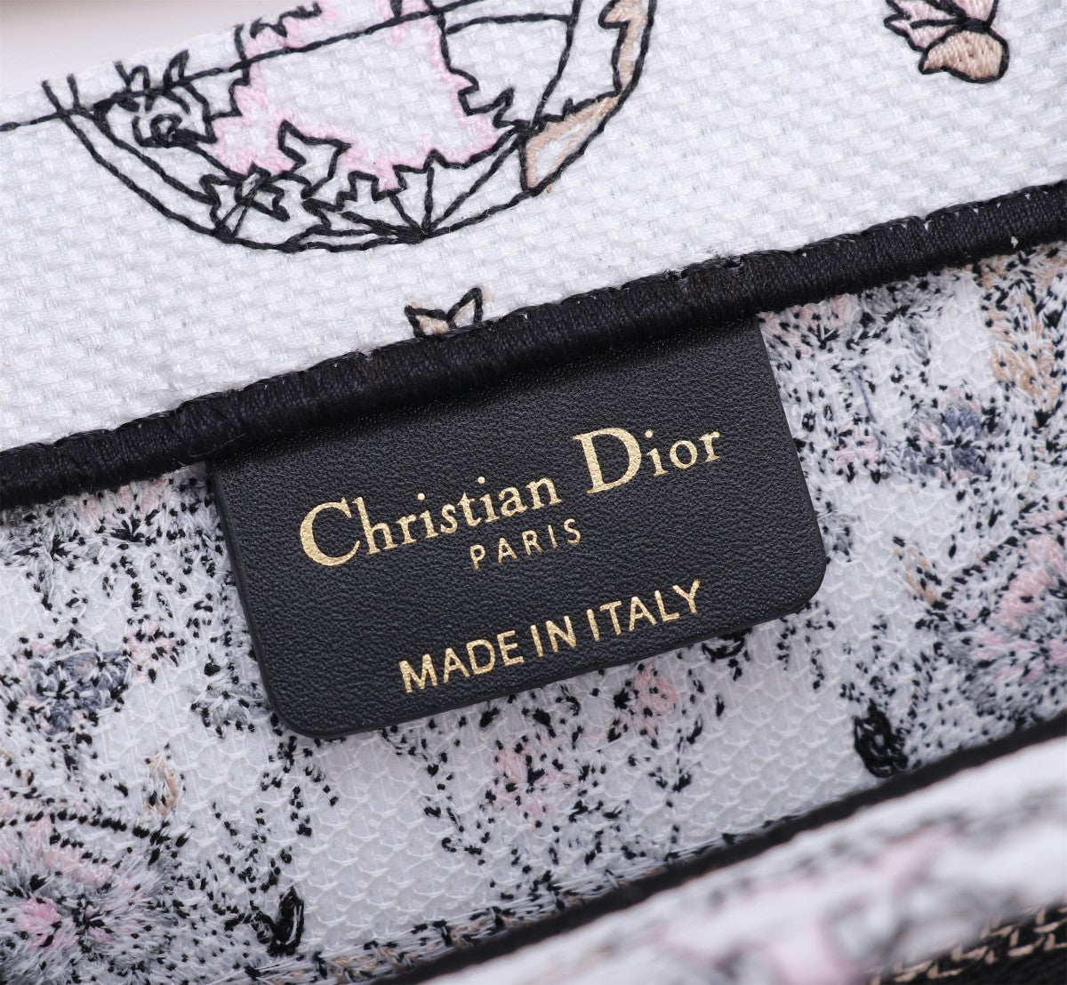 Christian Dior Book Tote Pink Patterned Canvas Embroidered Handbag