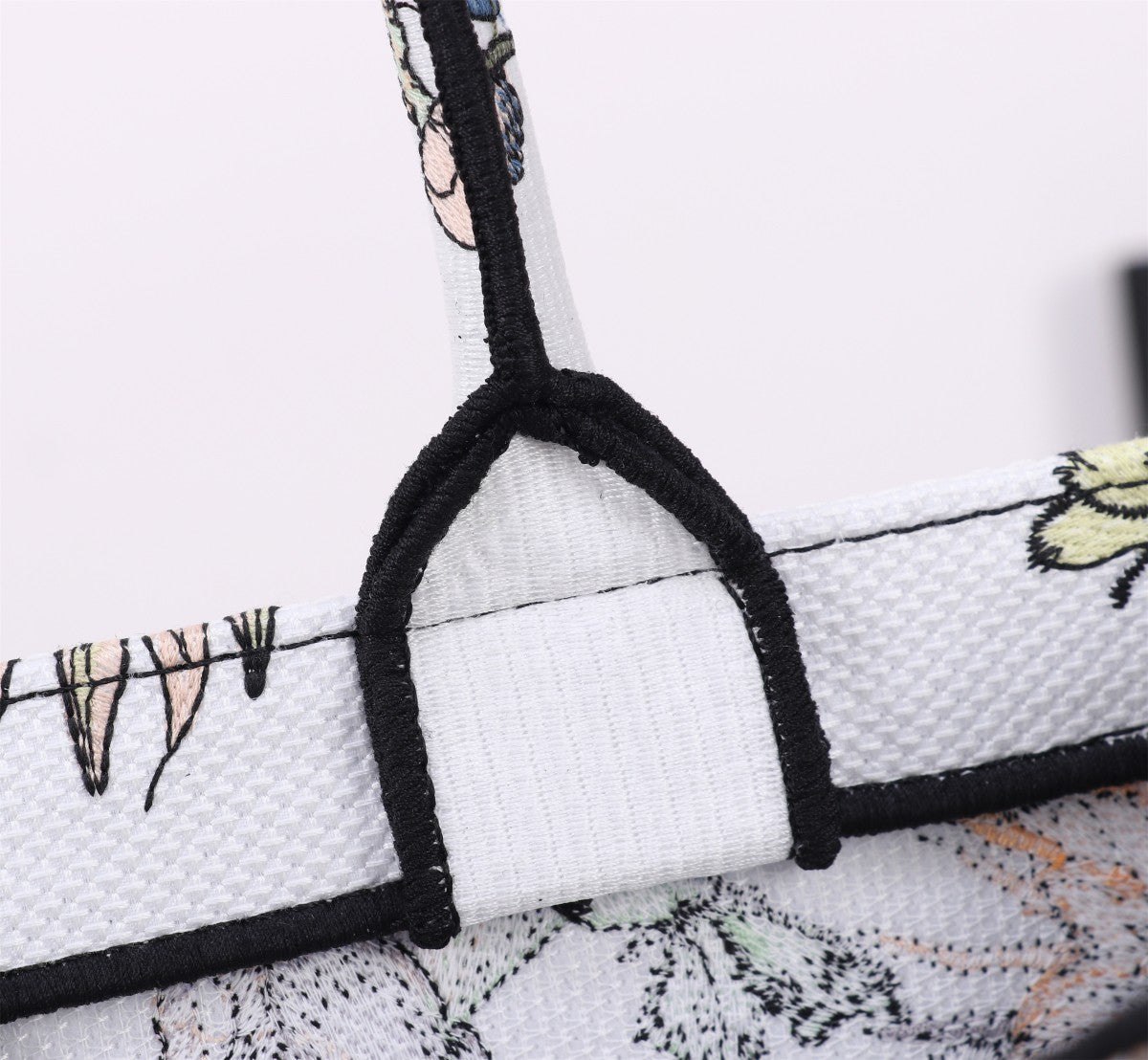 Dior Vintage Butterfly and Floral Canvas Tote Bag with Top Handle
