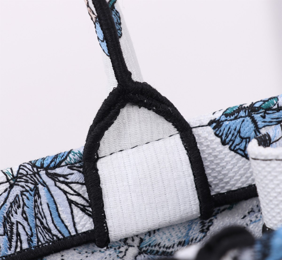 Dior Elegant Blue Butterfly Print Canvas Tote Bag with Top Handle
