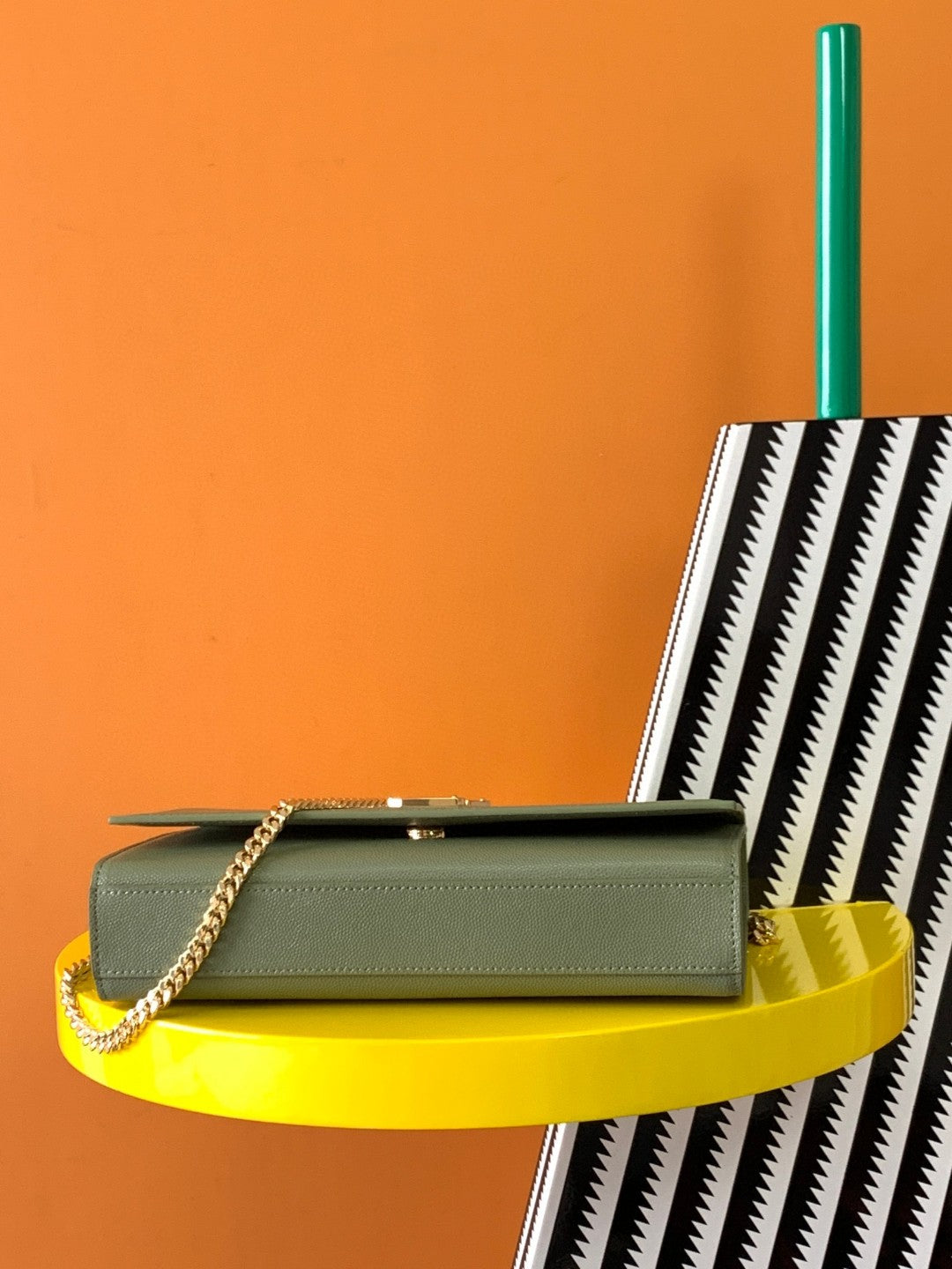 Saint Laurent Kate Small Leather Crossbody Bag - Sage Green with Gold-Tone Hardware