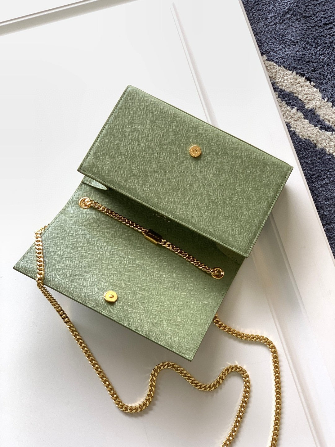 Saint Laurent Kate Small Leather Crossbody Bag - Sage Green with Gold-Tone Hardware