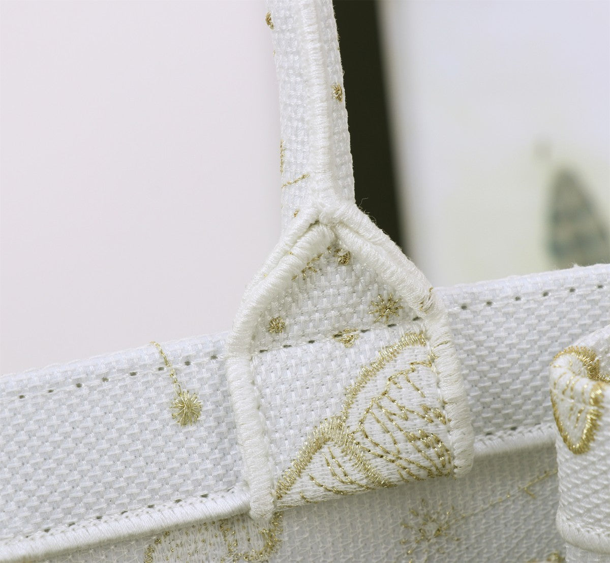 Christian Dior Medium Book Tote - White and Gold Butterfly Embroidery