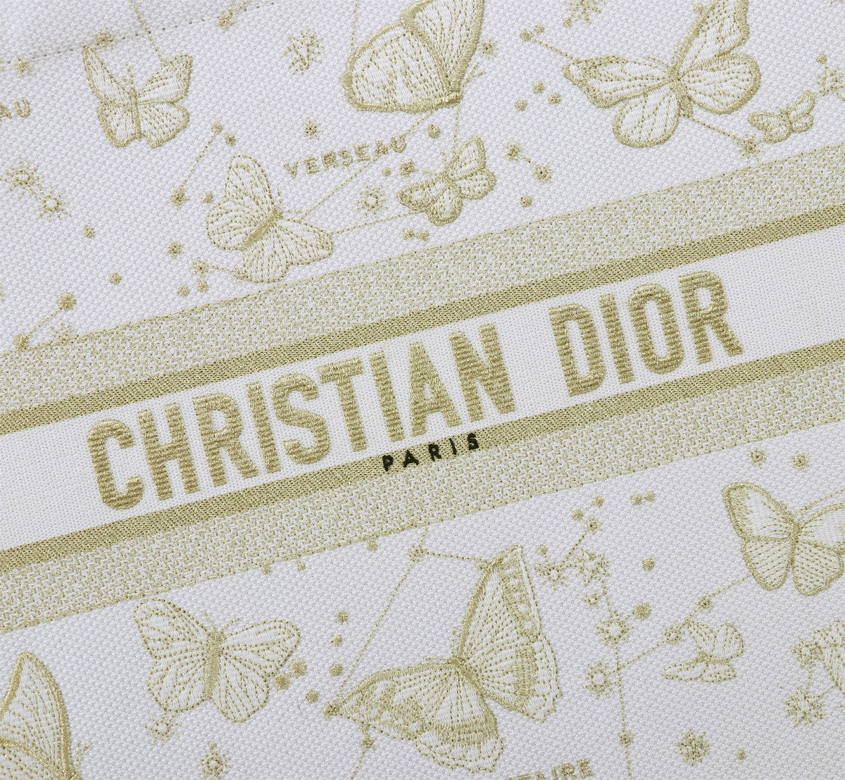 Dior Elegant Butterfly Print Canvas Book Tote Bag Large Shoulder Handbag