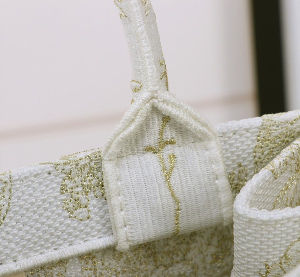 Dior Vintage Floral Embroidered Canvas Tote Bag with Top Handles