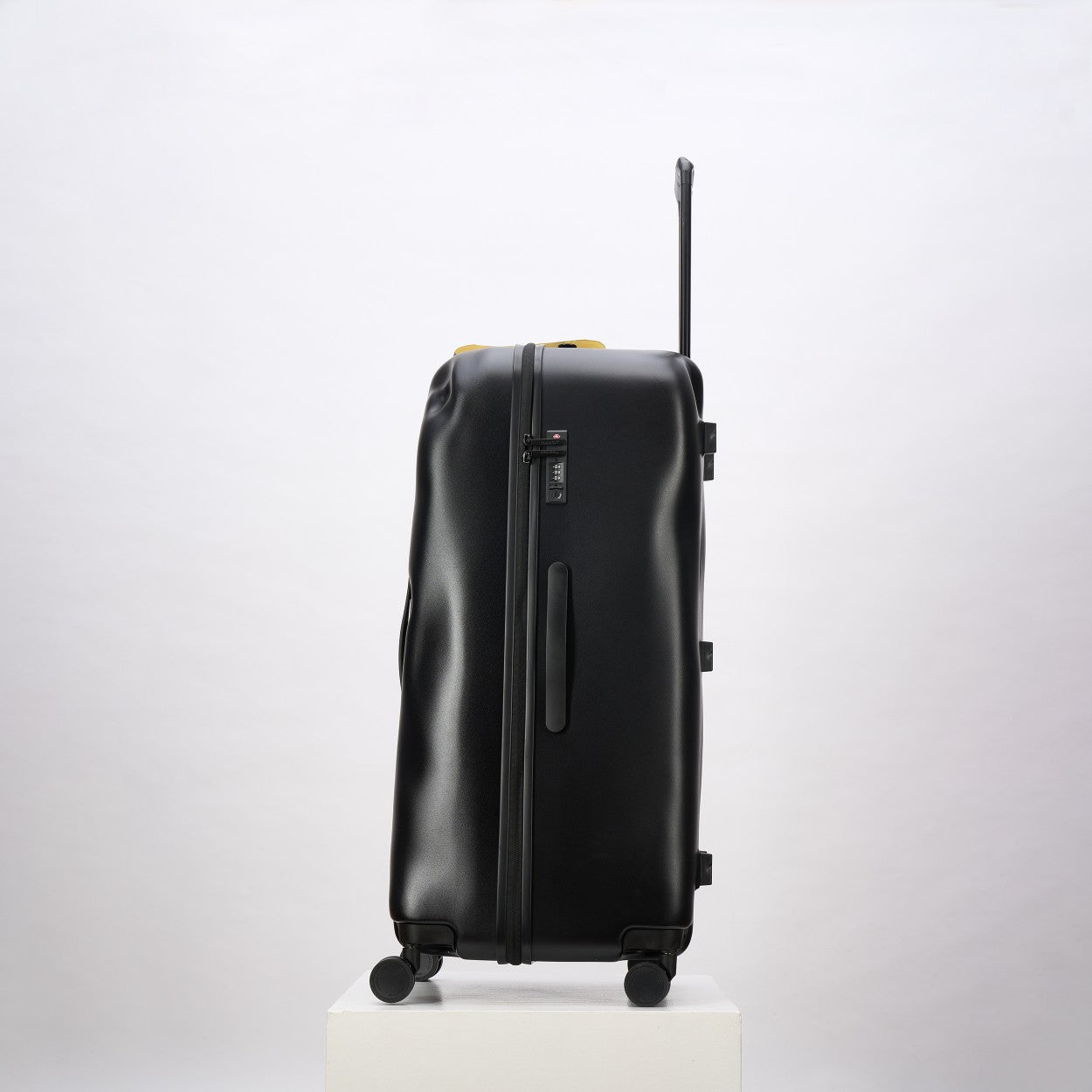 Glossy Black Dented Spinner Suitcase Hardshell Rolling Luggage