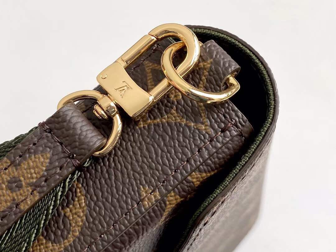 Louis Vuitton Monogram Félicie Strap &amp; Go Crossbody Bag with Khaki Green Strap