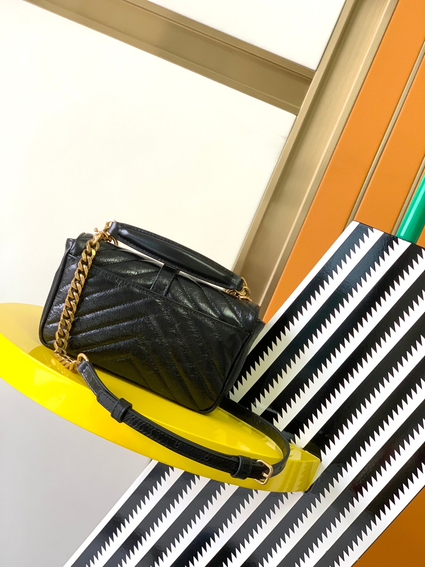 Saint Laurent College Medium Quilted Leather Bag - Black