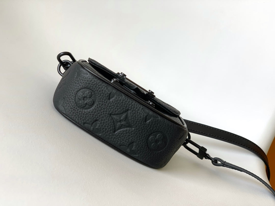 Louis Vuitton S-Lock Messenger Mini Monogram Taurillon Leather - Black
